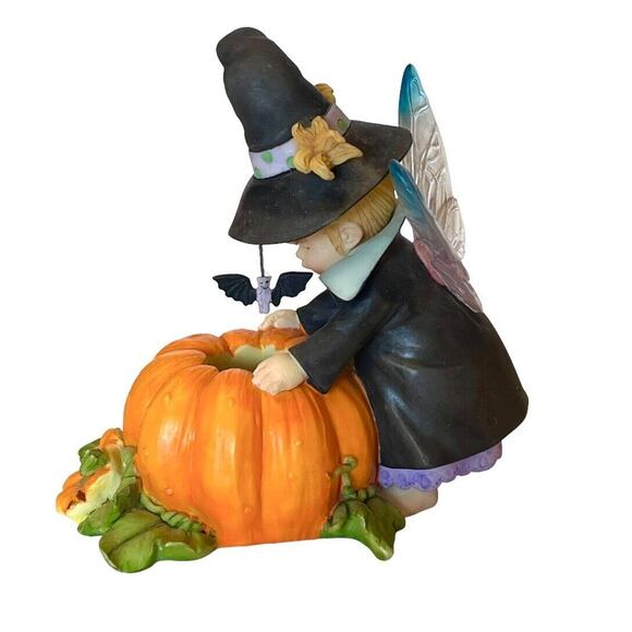 My Little Kitchen Fairies JACK O LANTERN FAIRY Lite Up Pumpkin Witch Fairy Girl - Picture 6 of 11